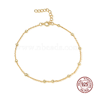 925 Sterling Silver Satellite Chains Bracelets for Women, Real 18K Gold Plated, 6.69 inch(17cm)(LC2578-4)