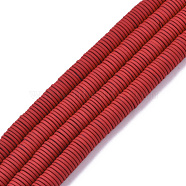 Spray Painted Non-magnetic Synthetic Hematite Beads Strands, Heishi Beads, Flat Round/Disc, Red, 6x1mm, Hole: 0.8mm, about 390~395pcs/strand, 15.75 inch(40cm)(G-R0468-03D-07)