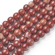 Natural Red Jasper Beads Strands, Round, Grade AB, Red, 6mm, Hole: 1mm, about 60pcs/strand, 15.5 inch(G-F348-02-6mm)