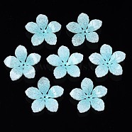 Plastic Beads, Flower, Sky Blue, 22x23x4mm, Hole: 0.8mm(KY-N015-023A)