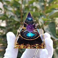 Orgonite Pyramid Resin Energy Generators, Reiki Natural Amethyst Inside for Home Office Desk Decoration, Sagittarius, 60x60x60mm(PW-WG81790-06)