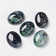 Natural Dragon Veins Cabochons, Flat Back, Oval, Dyed, Dark Cyan, 40x30x7mm(G-F296-04-30x40mnm)