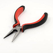 Jewelry Pliers, #50 Steel(High Carbon Steel) Wire Cutter Pliers, Chain Nose Pliers, Serrated Jaw, Black, 130x58mm(TOOL-D029-07)