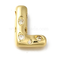 Brass with Cubic Zirconia Pendant, Letter L, Letter L, 20.5x15.5x6mm, Hole: 4mm(KK-Q818-03L-G)