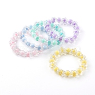 Transparent Acrylic Beads Stretch Kids Bracelets, Bead in Bead, Flower, Mixed Color, Inner Diameter: 1-3/4 inch(4.4cm)(BJEW-JB06166)