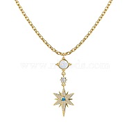 925 Sterling Silver Pave Clear Cubic Zirconia Cable Chain Star of David Pendant Necklaces, Real 18K Gold Plated, 15.75 inch(40cm)(NJEW-Q342-03G)