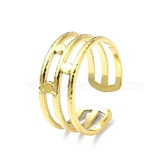 Ion Plating(IP) 304 Stainless Steel Open Cuff Ring, Triple Lines Wide Band Rings, Real 18K Gold Plated, Inner Diameter: 18mm(RJEW-L109-045G)