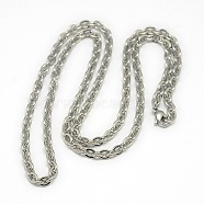 Tarnish Resistant Trendy Unisex 201 Stainless Steel Cable Chain Necklaces, with Lobster Claw Clasps, Stainless Steel Color, 21.45 inch(54.5cm)(NJEW-L043-18P)