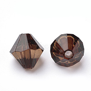 Transparent Acrylic Beads, Bicone, Coconut Brown, 4x4mm, Hole: 1.2mm, about 17000pcs/500g(TACR-S146-4mm-23)