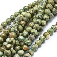 Natural Rhyolite Jasper Beads Strands, Round, Grade A, 8mm, Hole: 0.7mm, about 49pcs/strand, 15.75 inch(40cm)(G-F674-03A-8mm)