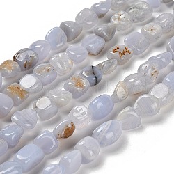 Natural Blue Lace Agate Beads Strands, Nuggets, Tumbled Stone, 7~13x4.5~10x4.5~10mm, Hole: 1.2mm, about 44~46pcs/strand, 15.08~16.14 inch(38.3~41cm)(G-P497-01E-71)