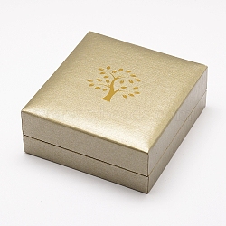 Plastic and Cardboard Bracelet Boxes, Printed Tree of Life, Rectangle, BurlyWood, 91x86x35mm(OBOX-L002-06)