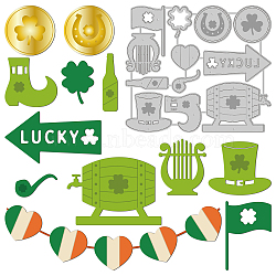 Saint Patrick's Day Carbon Steel Cutting Dies Stencils, for DIY Scrapbooking, Photo Album, Decorative Embossing Paper Card, Stainless Steel Color, Mixed Patterns, 10.7x12.3x0.08cm(DIY-WH0309-683)