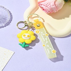 Plastic Keychain, with PVC Rope and Zinc Alloy Finding, Gold, 18cm(KEYC-YW00050-02)