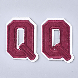 Computerized Embroidery Cloth Iron On Patches, Costume Accessories, Appliques, Letter, Letter.Q, 60x44x1.5mm(FIND-T030-064-Q)