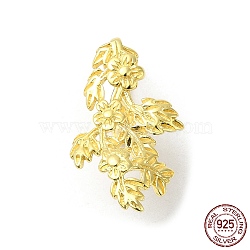 Rack Plating 925 Sterling Silver Ice Pick Pinch Bails, Flower, with S925 Stamp, Real 18K Gold Plated, 21x13x9mm, Pin: 1mm(STER-NH0001-18G)