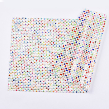 Glitter Hotfix Resin Rhinestone, Iron on Patches, with ABS Plastic Imitation Pearl, for Trimming Cloth Bags and Shoes, Colorful, 40x24cm