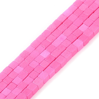 Natural Agate Beads Strands, Dyed, Cube, Deep Pink, 2x2x2mm, Hole: 1mm, about 150pcs/strand, 15.08 inch(38.3cm)