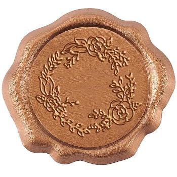 CRASPIRE 50Pcs Adhesive Wax Stamp Stickers, Envelope Seal Decoration, for Craft Scrapbook DIY Gift, Flower Pattern, 25mm