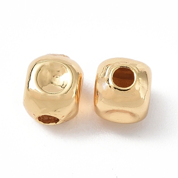 Brass Beads, Cube, Real 18K Gold Plated, 5x6x5mm, Hole: 1.6mm