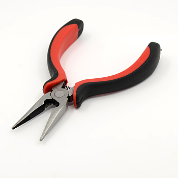 Jewelry Pliers, #50 Steel(High Carbon Steel) Wire Cutter Pliers, Chain Nose Pliers, Serrated Jaw, Black, 130x58mm