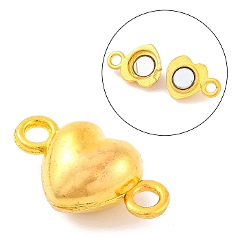 Alloy Magnetic Clasps with Loops, Nickel Free, Heart, Golden, 17x10x6.5mm, Hole: 1.5mm