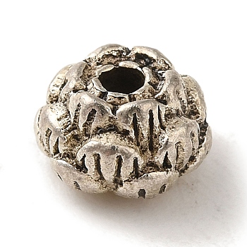 Tibetan Style Alloy Beads, Cadmium Free & Lead Free, Lotus, Antique Silver, 8.5x6mm, Hole: 2mm