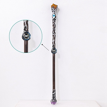 Natural Tiger Eye Twelve Constellation Magic Wand, Cosplay Magic Wand, for Witches and Wizards, Leo, 290mm