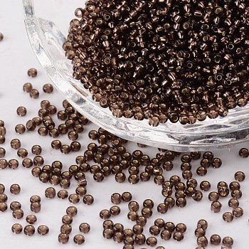 6/0 Grade A Round Glass Seed Beads, Silver Lined, Coconut Brown, 6/0, 4x3mm, Hole: 1mm, about 4500pcs/pound