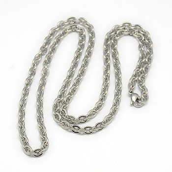 Tarnish Resistant Trendy Unisex 201 Stainless Steel Cable Chain Necklaces, with Lobster Claw Clasps, Stainless Steel Color, 21.45 inch(54.5cm)