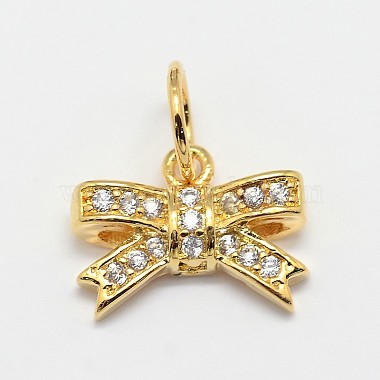 CZ Brass Micro Pave Cubic Zirconia Bowknot Bow Charms(ZIRC-L018-14)-2