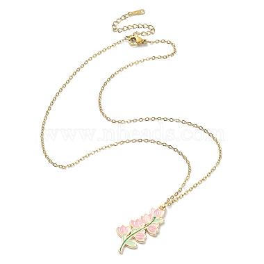 3Pcs 3 Style Alloy Enamel Flower Pendant Necklaces Set with 304 Stainless Steel Chains(NJEW-JN04413)-2