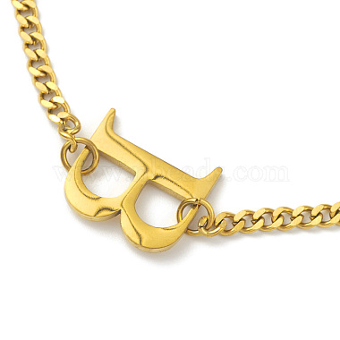 Ion Plating(IP) 304 Stainless Steel Initial Letter B Pendant Necklace with Curb Chains for Women(NJEW-M199-02G)-3