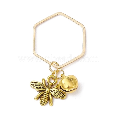 Alloy Bees and Iron Bell Pendant Decoration(HJEW-JM01307-01)-2