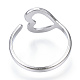304 Stainless Steel Heart Open Cuff Ring(RJEW-N040-24)-3