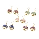 Natural Gemstone Chips Tree of Life Dangle Earrings(EJEW-JE04934)-1