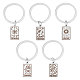5Pcs 5 Style Rectangle with Tarot 316 Stainless Steel Pendant Keychains(KEYC-UN0001-13P)-1