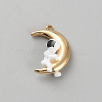 Alloy Pendants, Moon with Astronaut, Golden, 18.5x13x5.5mm, Hole: 1.2mm(FIND-WH0152-746G)