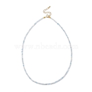 Natural Aquamarine Beaded Necklaces, with Golden Plated Brass Chain Extender and Spring Ring Clasps, Golden, 17.32~17.52 inch(44~44.5cm)(NJEW-JN02990-01)