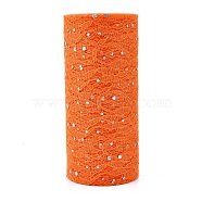 Glitter Sequin Deco Mesh Ribbons, Tulle Fabric, for Wedding Party Decoration, Skirts Decoration Making, Orange, 6 inch(150mm), 10yards/roll(OCOR-K004-A03)