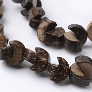Natural Coconut Moon Bead Strands, Coconut Brown, 12x8x5mm, Hole: 1mm, about 67pcs/strand, 15.7 inch(COCB-O003-09)