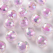Transparent Acrylic Beads, Bead in Bead, AB Color, Faceted, Round, Violet, 16mm, Hole: 3mm, about 205pcs/500g(TACR-S152-14B-A03)