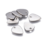 201 Stainless Steel Charms, Triangle, Stainless Steel Color, 12x10x1mm, Hole: 1.6mm(STAS-F207-31P)