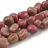 Natural Rhodochrosite Bead Strands, Tumbled Stone, Nuggets, 5~9x6~8x4.5~6mm, Hole: 0.8mm, about 51~58pcs/strand, 15.16''~15.35''(38.5~39cm)(G-P070-61)