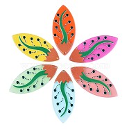 Translucent Cellulose Acetate(Resin) Pendants, 3D Printed, Leaf, Mixed Color, 57.5x25x2.5mm, Hole: 1.4mm(KY-T040-46)
