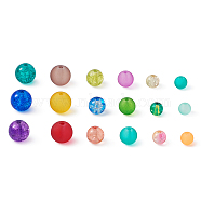 Transparent Frosted Glass Beads and Transparent Crackle Glass Beads, Round, Mixed Color, 6~7mm/8mm/10mm, Hole: 1~1.6mm, 600pcs/set(CCG-CD0001-01)