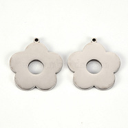 201 Stainless Steel Pendants, Laser Cut, Flower, Stainless Steel Color, 25.5x23.5x2mm, Hole: 1.5mm(STAS-Q238-001)