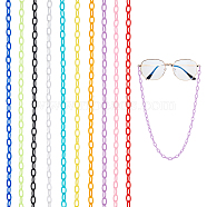 Elite 20 Strands 10 Colors Opaque Acrylic Cable Chains, Horse Eye, Mixed Color, 13x8x2mm, 18.5 inch~19.29 inch(47~49cm)/strand, 2 Strands/color(SACR-PH0002-11)