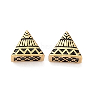 Rack Plating Brass European Beads, Large Hole Beads, Long-Lasting Plated, Matte Style, Triangle, Antique Golden, 13x11x7.5mm, Hole: 4.5mm(KK-M245-10MAG)