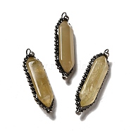 Natural Lemon Quartz Big Pendants, Faceted Bullet Charms, with Antique Silver Tone Brass Chain and Stannum, Lead Free & Cadmium Free, 52~57x17~17.5x13~13.5mm, Hole: 4mm(G-F731-05D)